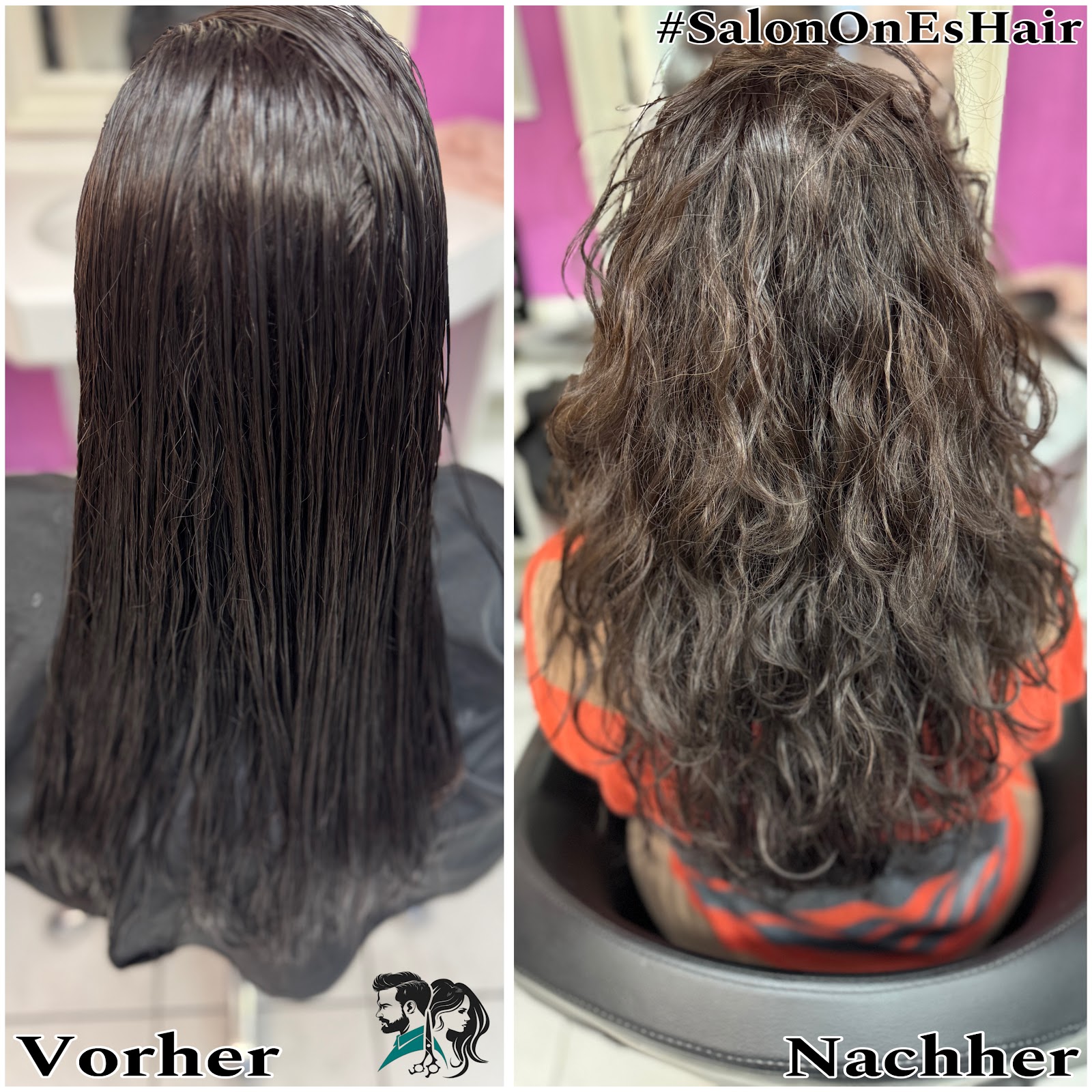 Balayage Vorher-Nachher – langes, glanzloses Haar wurde zu welligen Strähnen mit warmen Honig-Highlights